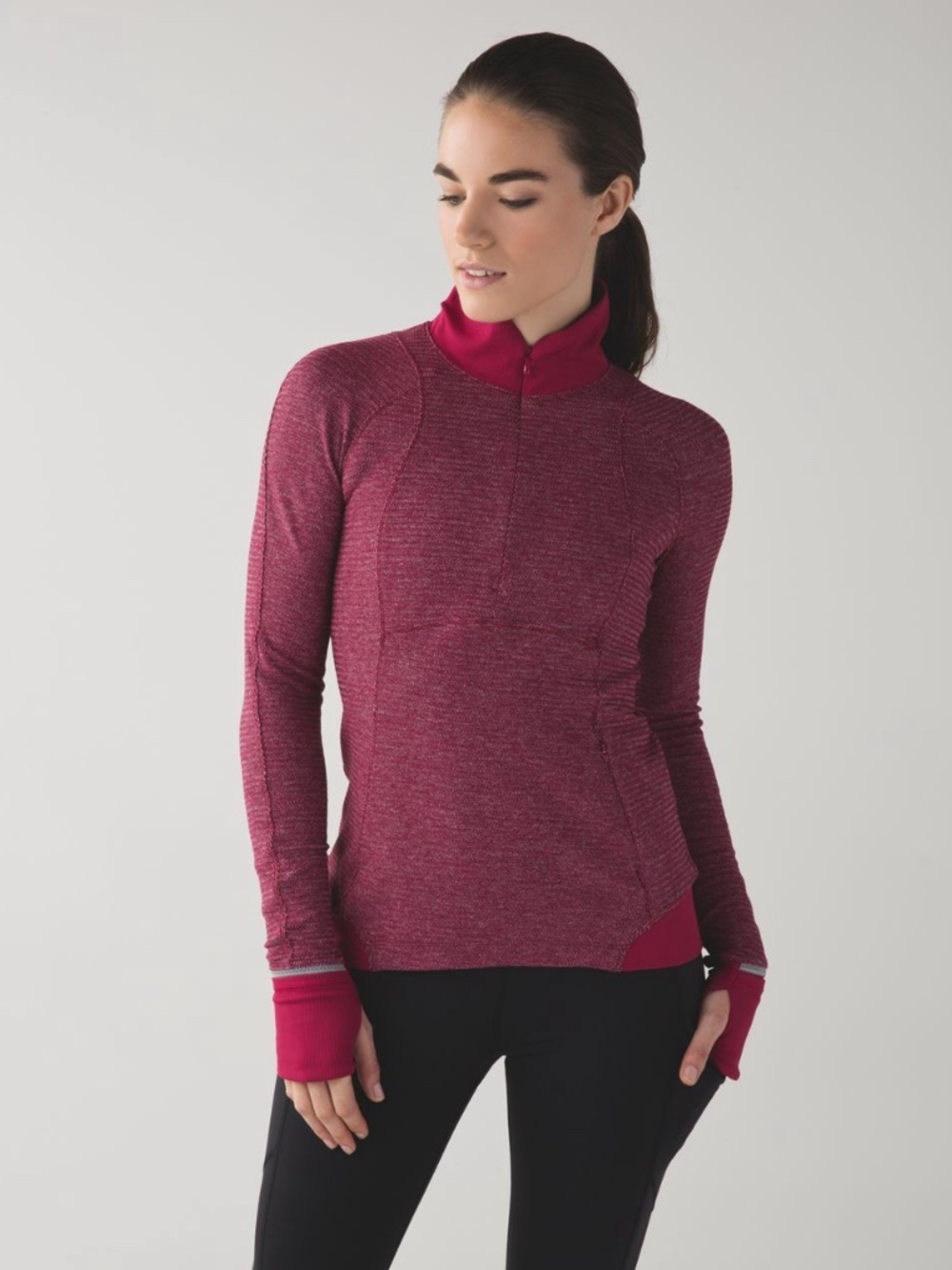 Lululemon Runderful 1/2 Zip Heathered Berry Rumble
